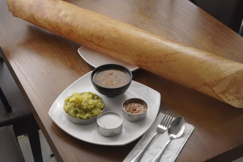 A paper dosa from Sangeetha, in Chennai, India. Photo: Sangeetha A paper dosa from Sangeetha, in Chennai, India. Photo: Sangeetha