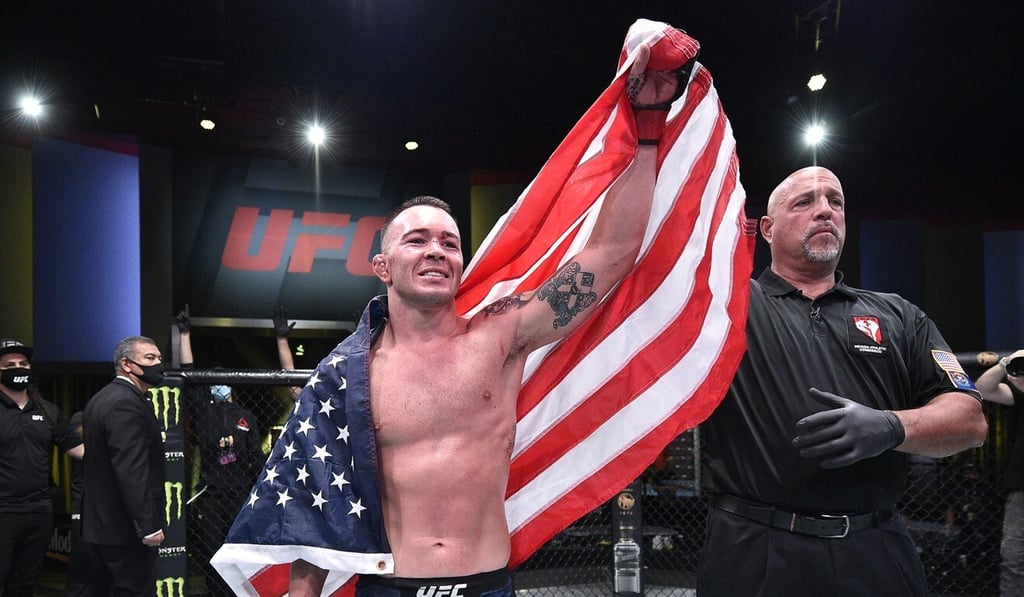 Colby Covington celebrates his TKO victory over Tyron Woodley. Photo: Chris Unger/Zuffa LLC