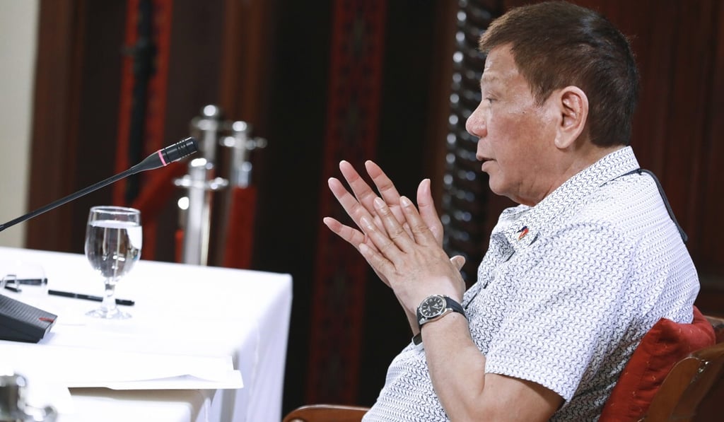 Philippine President Rodrigo Duterte. Ordidor was accused of ‘cyber libel’ earlier this year for criticising his handling of the coronavirus pandemic. Photo: Malacanang Presidential Photographers Division via AP