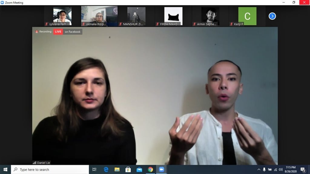 Daniel Lie (right) with Romanian curator Adelina Luft, who teamed up with Lie to hunt for information about the bookstore’s past.