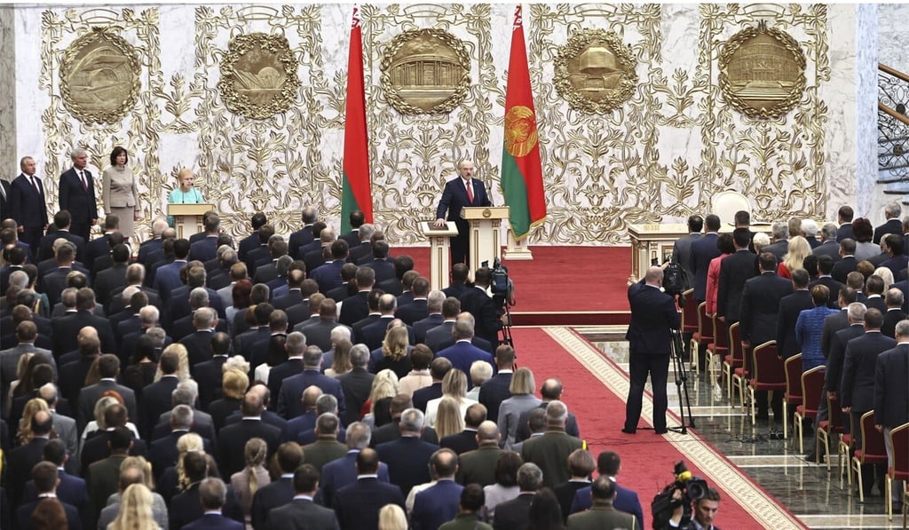 Belarusian President Alexander Lukashenko’s inauguration at the Palace of the Independence in Minsk. Photo: AP
