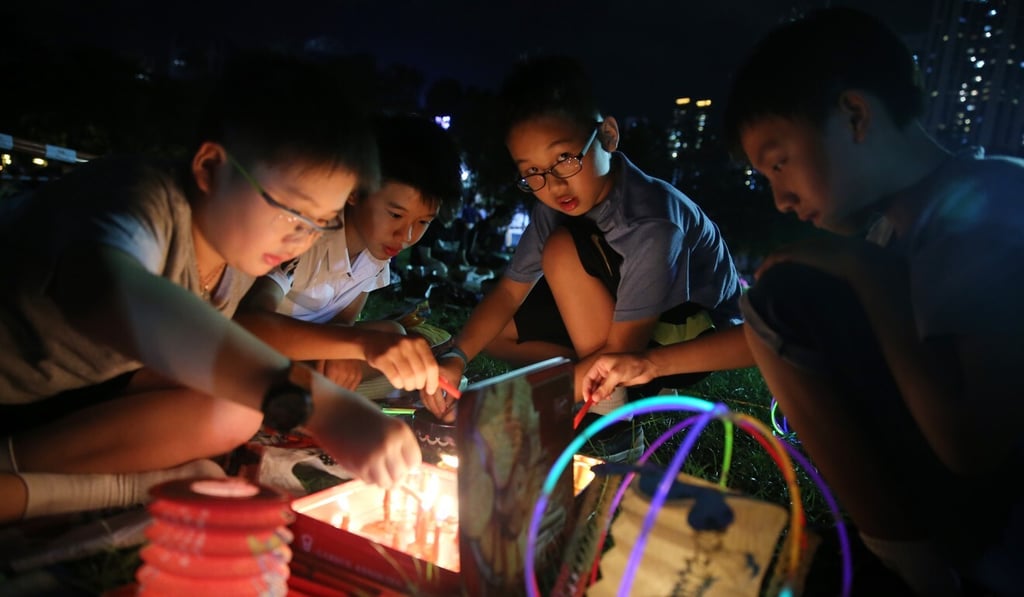 Children celebrate the Mid-Autumn Festival at Victoria Park in Causeway Bay in 2018. Photo: Sam Tsang Children celebrate the Mid-Autumn Festival at Victoria Park in Causeway Bay in 2018. Photo: Sam Tsang