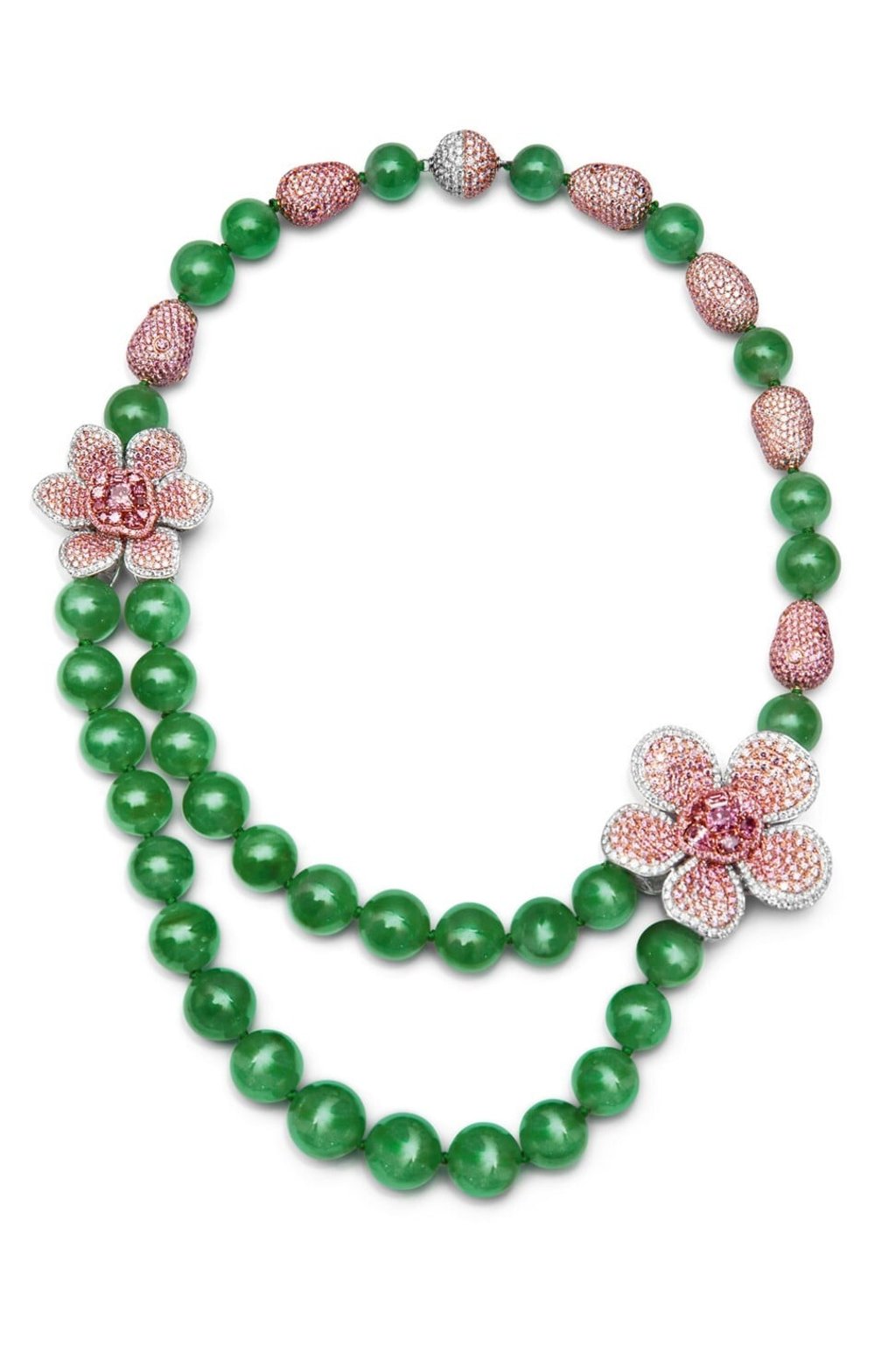 The Jade Emperor Necklace by Chow Tai Fook, using Argyle pink diamonds. Photo: Argyle Pink Diamonds