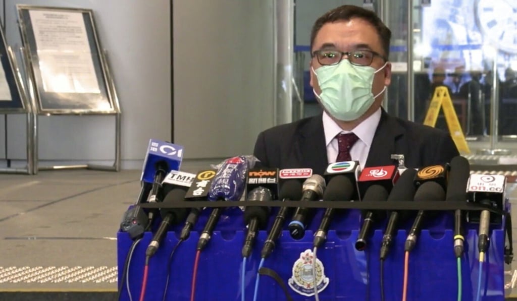 Senior Superintendent Steve Li of the police’s national security department addresses the media. Photo: Facebook
