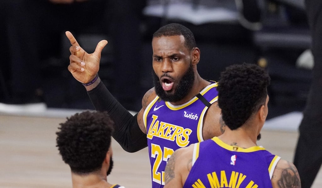 Los Angeles Lakers' LeBron James reacts to a call in the win over the Denver Nuggets. Photo: AP