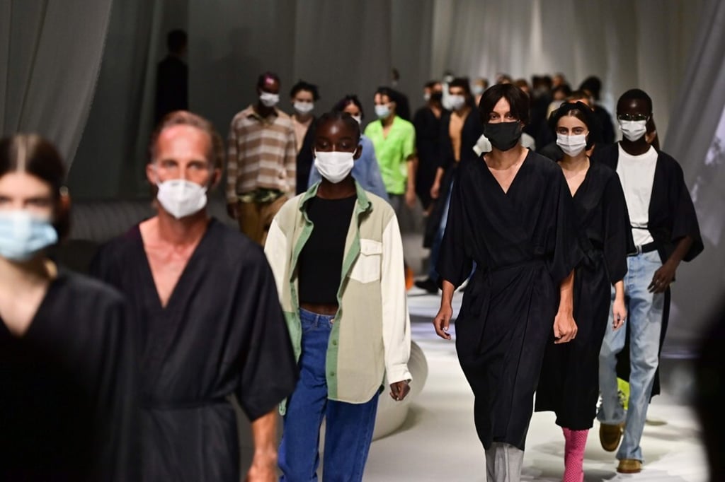 Models wear protective masks while rehearsing for Fendi’s spring/summer 2021 show at Milan Fashion Week. Photo: Agence France-Presse