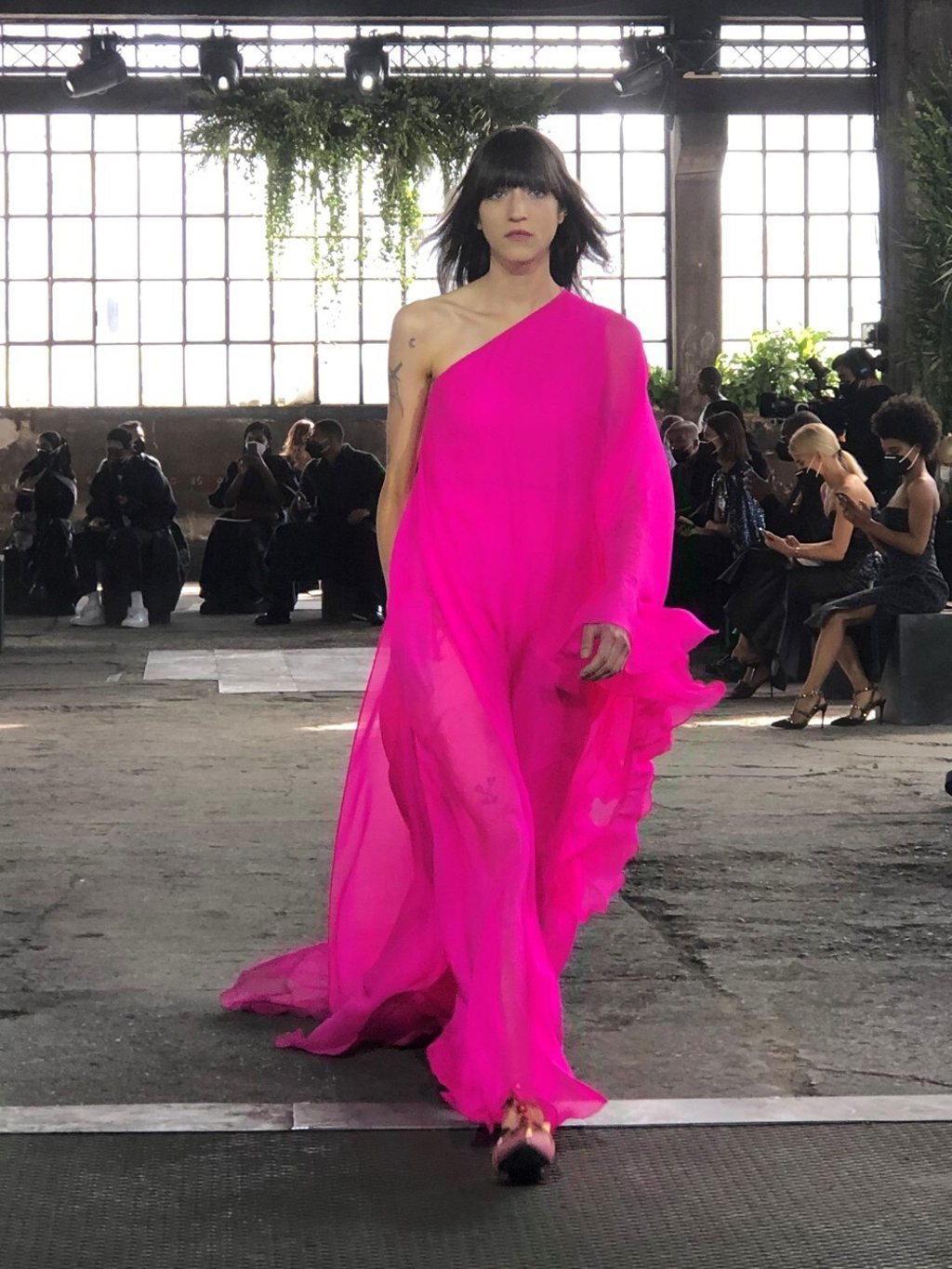 A model presents an ensemble for Valentino's spring/summer 2021 women’s and men’s collection during Milan Fashion Week. Photo: Agence France-Presse