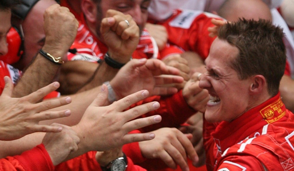 Ferrari’s Michael Schumacher celebrates with teammates after winning the 2006 China Grand Prix in Shanghai. Photo: Reuters Ferrari’s Michael Schumacher celebrates with teammates after winning the 2006 China Grand Prix in Shanghai. Photo: Reuters