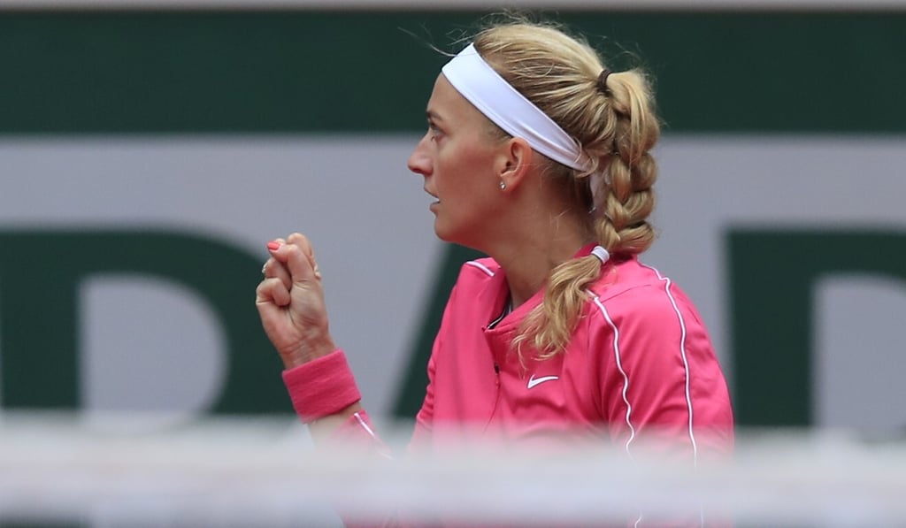Petra Kvitova of the Czech Republic clenches her fist after scoring a point. Photo: AP