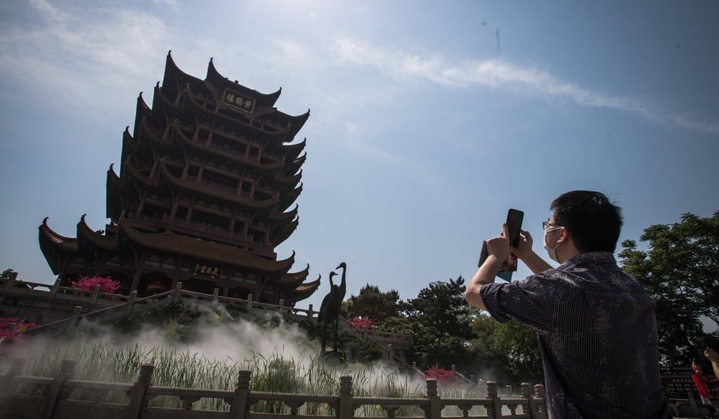 The Yellow Crane Tower in Wuhan was set to welcome 25,000 visitors on Thursday. Photo: Xinhua