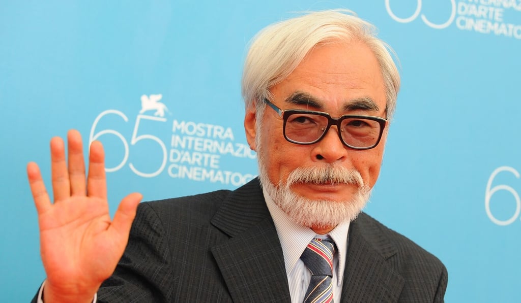 Miyazaki waves to photographers during the premiere for his movie Ponyo on the Cliff during the 65th Venice International Film Festival in Venice, Italy. Photo: AFP Miyazaki waves to photographers during the premiere for his movie Ponyo on the Cliff during the 65th Venice International Film Festival in Venice, Italy. Photo: AFP