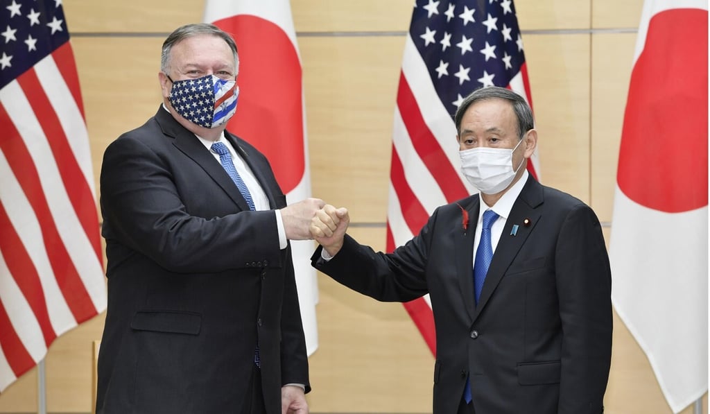 Beijing says US Secretary of State Mike Pompeo (pictured left with Japanese Prime Minister Yoshihide Suga) has repeatedly fabricated lies about China. Photo: Kyodo Beijing says US Secretary of State Mike Pompeo (pictured left with Japanese Prime Minister Yoshihide Suga) has repeatedly fabricated lies about China. Photo: Kyodo
