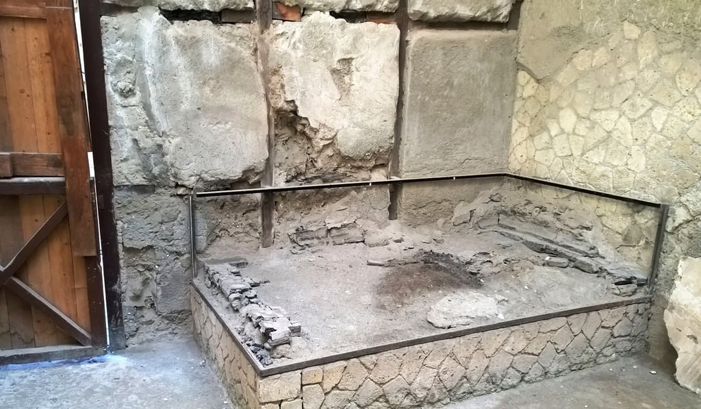 A bed at the archaeological antiquity site of Herculaneum, where scientists found brain cells of a young man who died almost 2,000 years ago. Photo: AFP