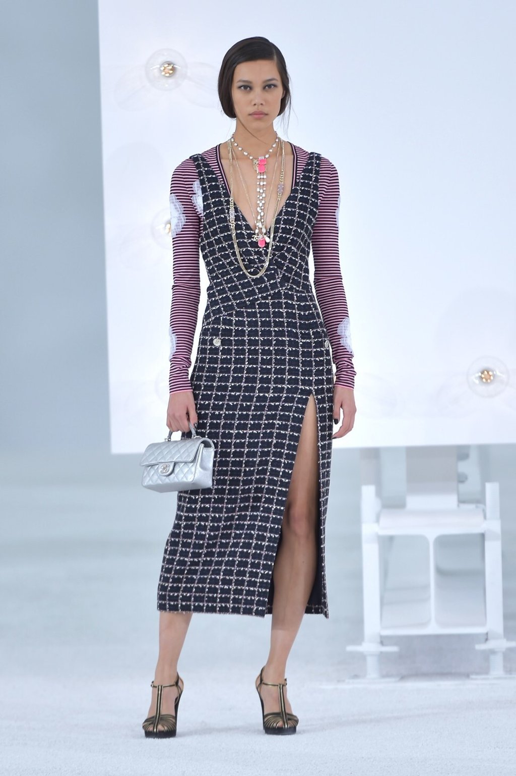 Chanel’s classic black tweed was on display. Photo: EPA-EFE