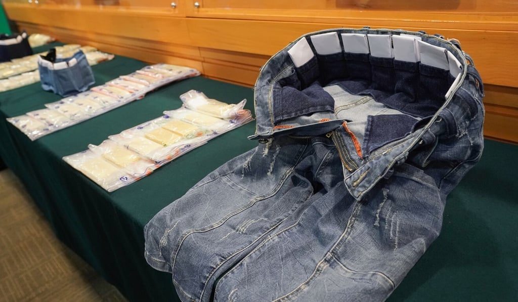 Specially crafted pockets inside a pair of jeans allowed one man to carry 20 gold bars on his person. Photo: SCMP