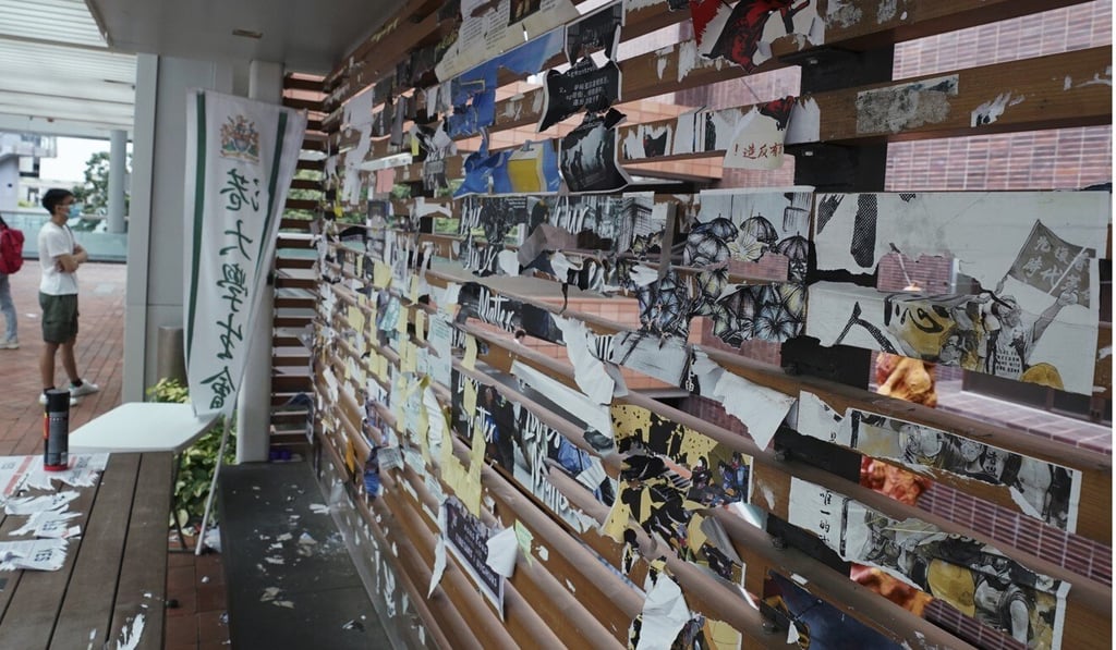 Messages on the HKU Lennon Wall were also pulled down last month. Photo: Felix Wong Messages on the HKU Lennon Wall were also pulled down last month. Photo: Felix Wong