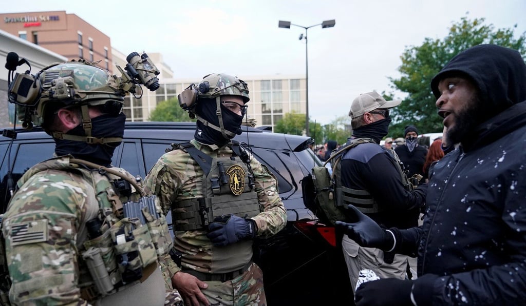 A Black Lives Matter activist confronts members the Oath Keepers in Louisville, Kentucky. File photo: Reuters A Black Lives Matter activist confronts members the Oath Keepers in Louisville, Kentucky. File photo: Reuters