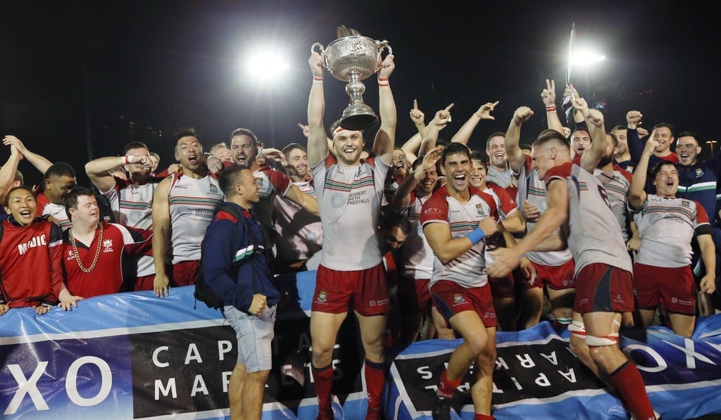Herbert Smith Freehills HKU Sandy Bay (red) wins during the Grand Championship game versus Bloomberg Hong Kong Scottish at King's Park in Jordan. Photo: SCMP / Dickson Lee