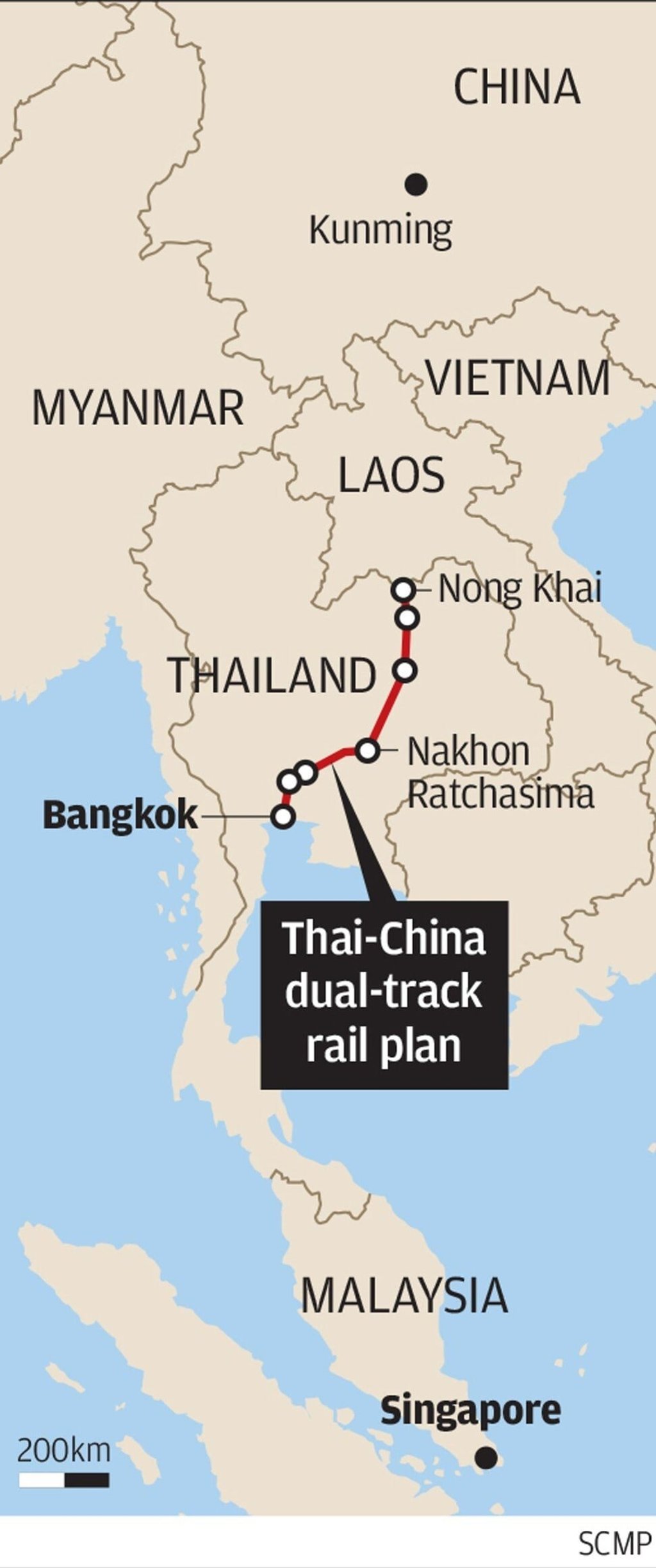 The first phase of the project links Bangkok to Thailand’s northeast. The first phase of the project links Bangkok to Thailand’s northeast.
