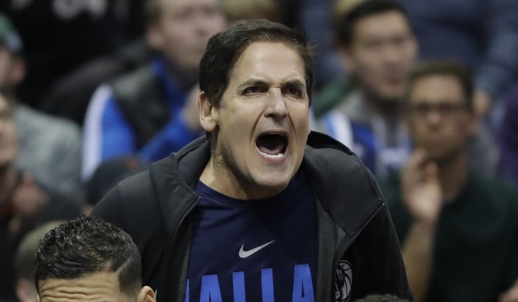 Dallas Mavericks owner Mark Cuban yells from the stands at a 2017 NBA game. Photo: AP