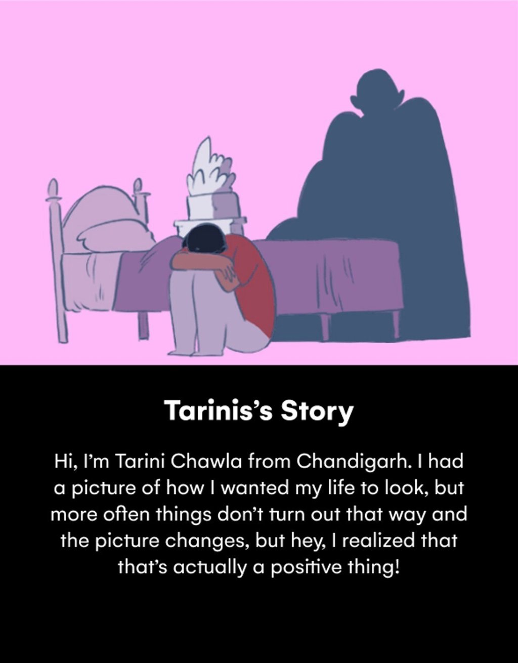 An animation still of Tarini Chawla’s story about coping with her father’s alcoholism and abuse. Medication and therapy helped her a great deal, but it wasn’t until she spoke openly about her problems that she began to see real change. Photo: Tarini Chawla