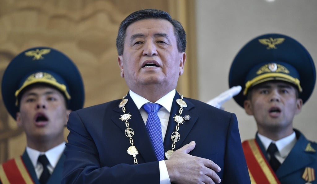 Kyrgyzstan President Sooronbai Jeenbekov said the situation in the capital “remains tense”. Photo: AP Kyrgyzstan President Sooronbai Jeenbekov said the situation in the capital “remains tense”. Photo: AP