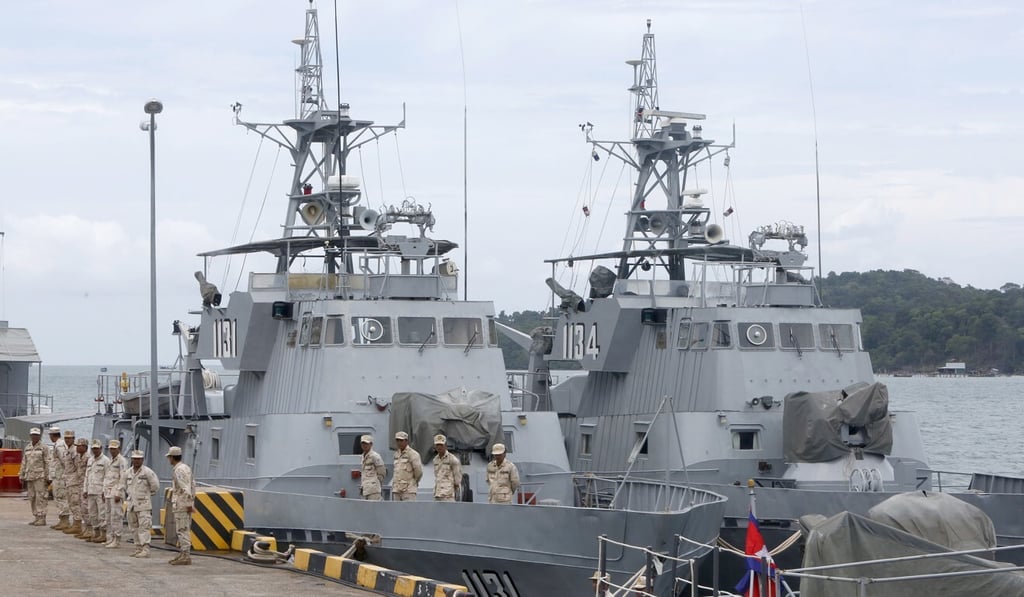 Cambodian servicemen at Ream Naval Base. Photo: EPA