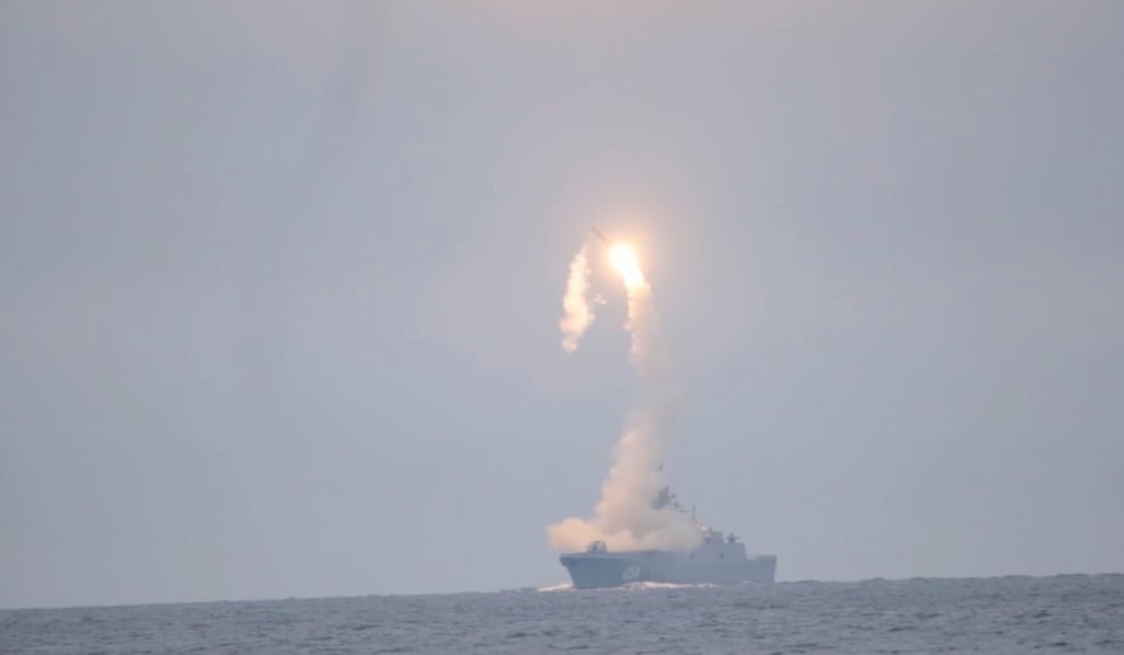 A Zircon hypersonic cruise missile is launched from the Russian guided missile frigate Admiral Gorshkov during a test in the White Sea. Photo: Russian Defence Ministry via Reuters