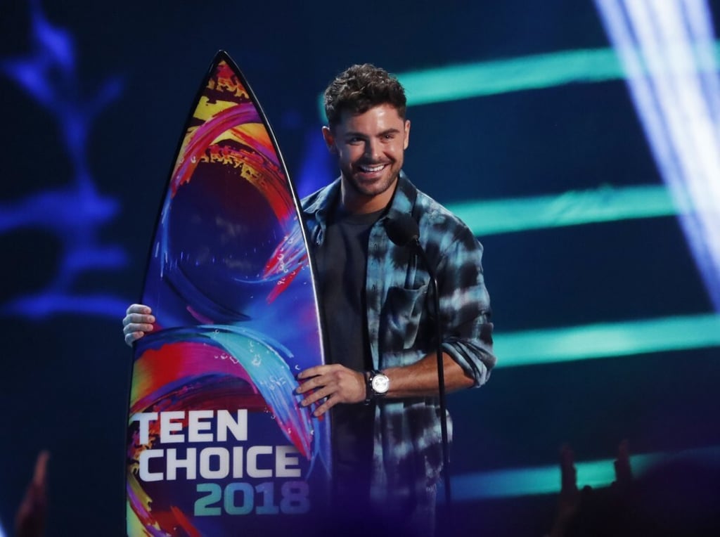 Zac Efron accepts the Choice Drama Movie Actor award for The Greatest Showman at the Teen Choice Awards in 2018. Photo: Reuters Zac Efron accepts the Choice Drama Movie Actor award for The Greatest Showman at the Teen Choice Awards in 2018. Photo: Reuters