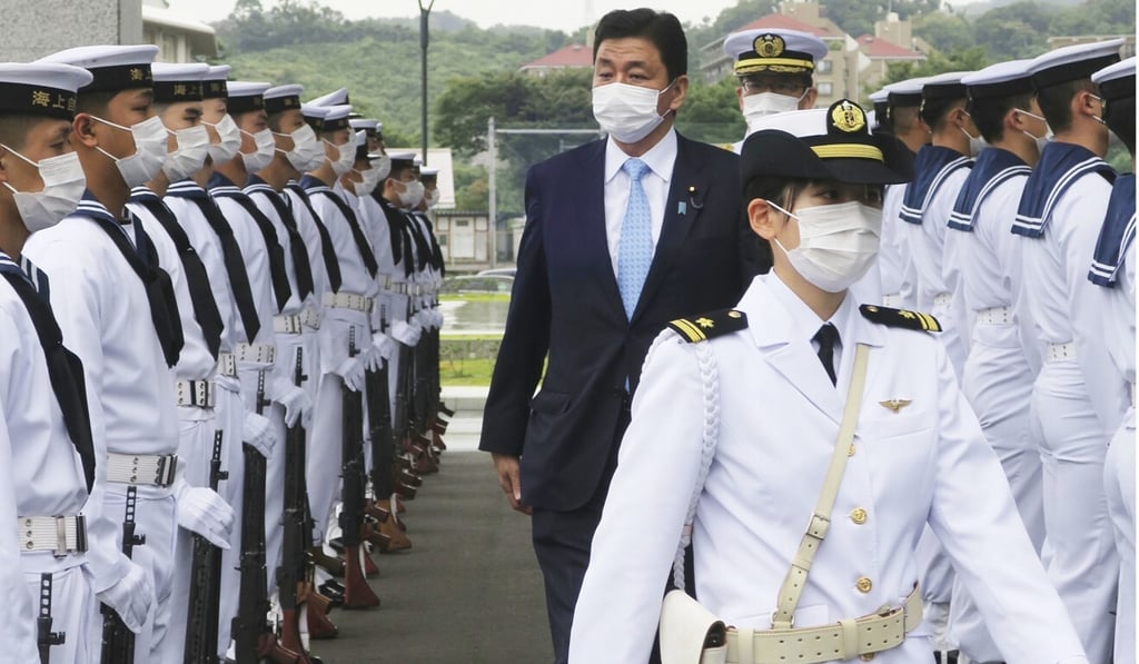 Japanese Defence Minister Nobuo Kishi visits the navy’s marine strategy centre in Yokosuka, Kanagawa prefecture on October 1. Photo: Kyodo Japanese Defence Minister Nobuo Kishi visits the navy’s marine strategy centre in Yokosuka, Kanagawa prefecture on October 1. Photo: Kyodo