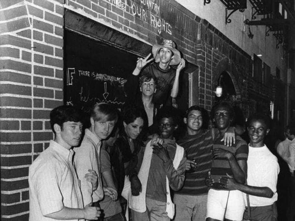 Patrons pose outside the Stonewall Inn in New York City, circa 1969. The bar was a hub for the LGBTQ+ community and the site of the Stonewall Riots, which are widely considered to have kicked off the US gay liberation movement. Photo: Library of Congress