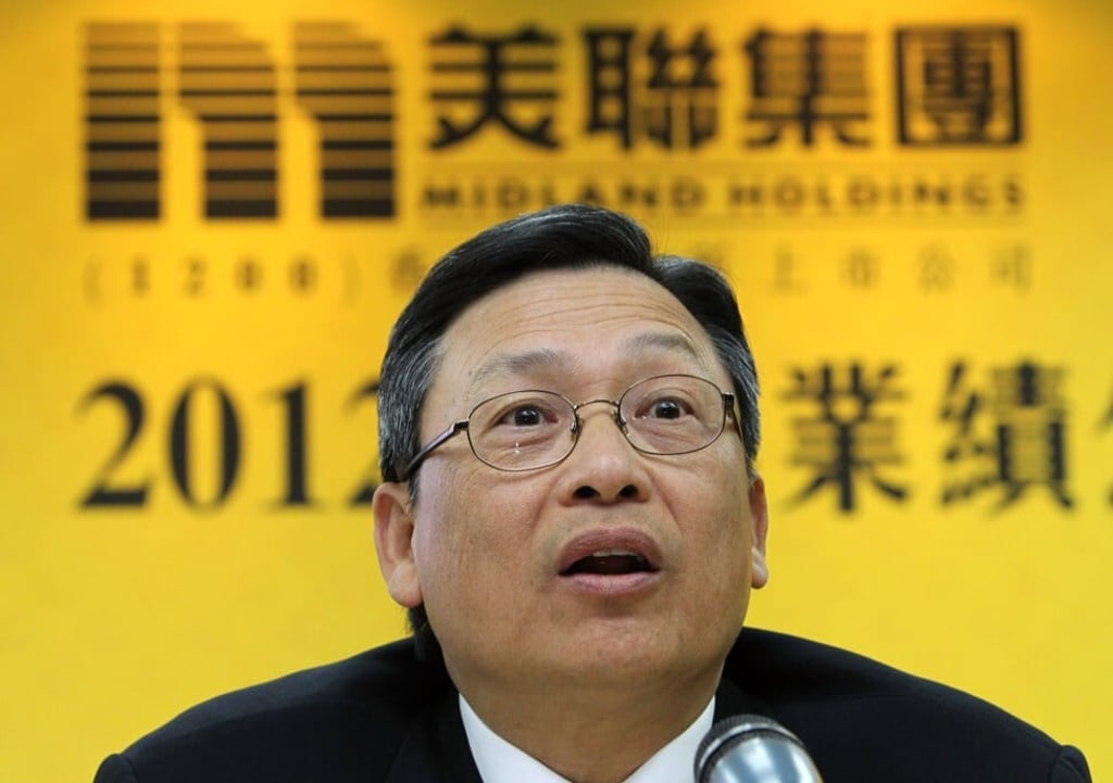 A March 2013 file photo of Freddie Wong Kin-yip, chairman of Midland Holdings. Photo: SCMP
