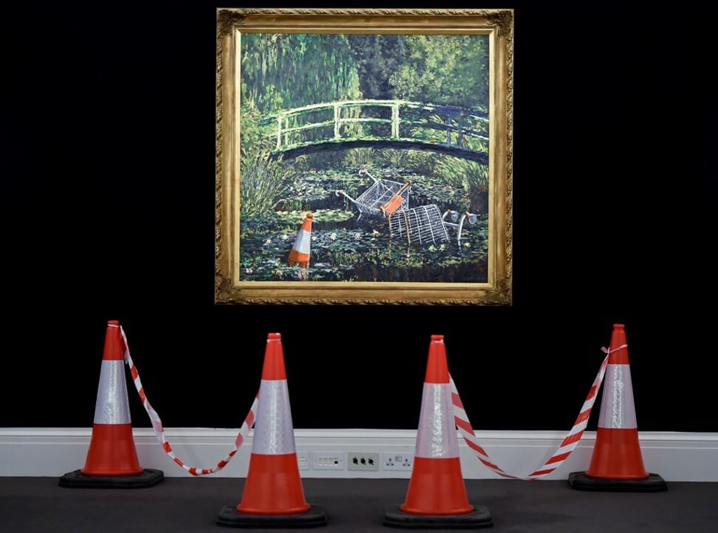 Show Me the Monet, a modern take on Monet’s impressionist classic The Water-Lily Pond, sold for £7,551,600. Photo: AFP Show Me the Monet, a modern take on Monet’s impressionist classic The Water-Lily Pond, sold for £7,551,600. Photo: AFP