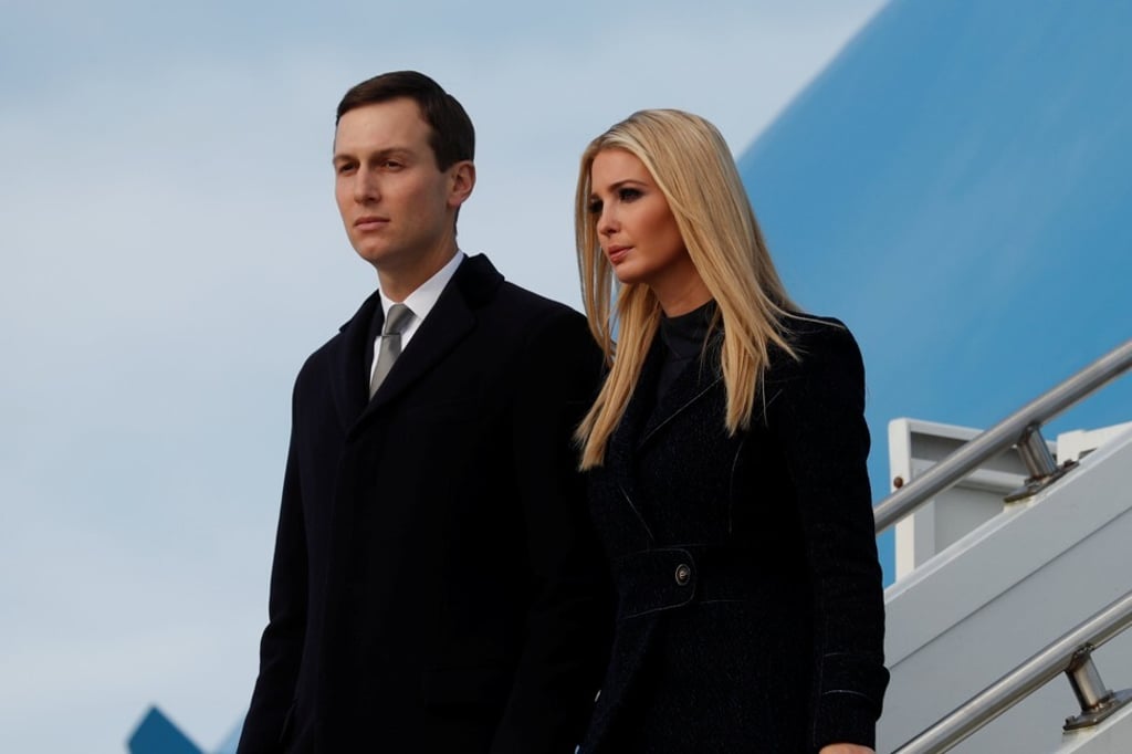 White House senior advisers Ivanka Trump and her husband Jared Kushner exit Air Force One at Pittsburgh International Airport, US. Photo: Reuters