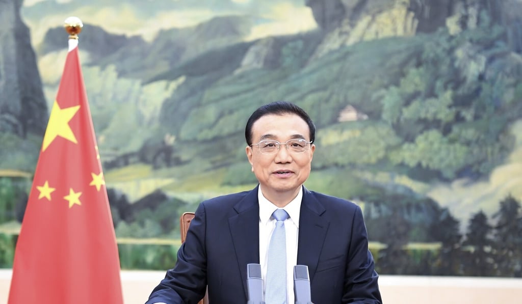 Premier Li Keqiang addressed the summit via videolink. Photo: Xinhua Premier Li Keqiang addressed the summit via videolink. Photo: Xinhua