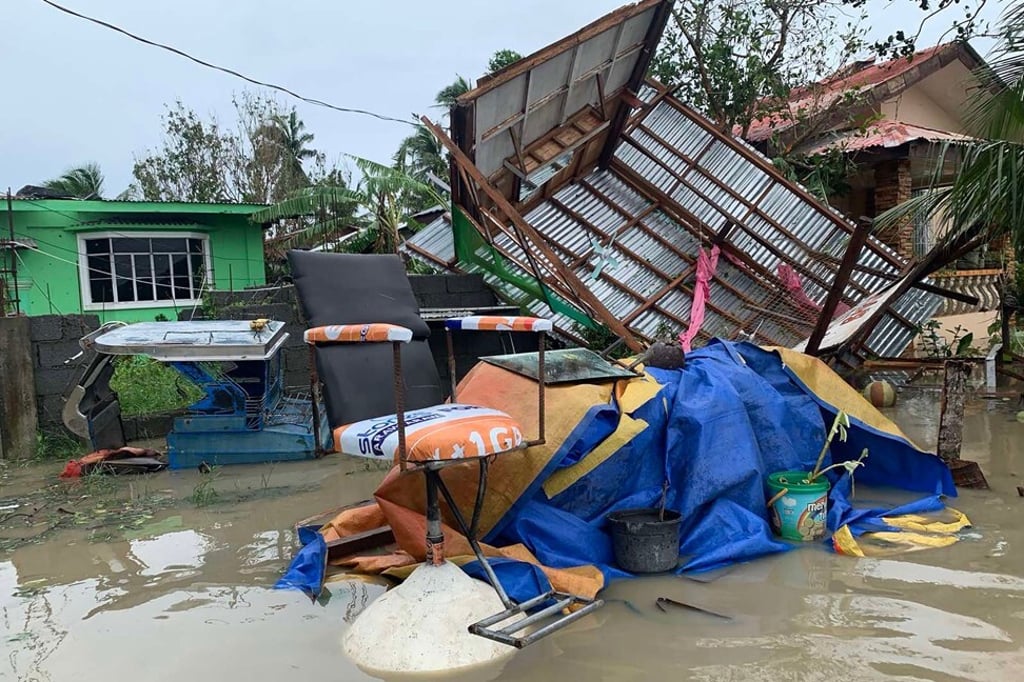A destroyed house in Pola, Oriental Mindoro province, Philippines. Photo: AFP A destroyed house in Pola, Oriental Mindoro province, Philippines. Photo: AFP