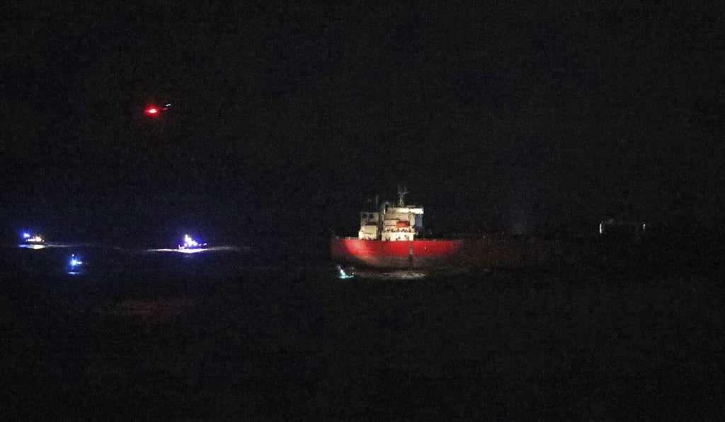 British police and coastguard units responded to an incident on an oil tanker in the English Channel on Sunday. Photo: PA via AP