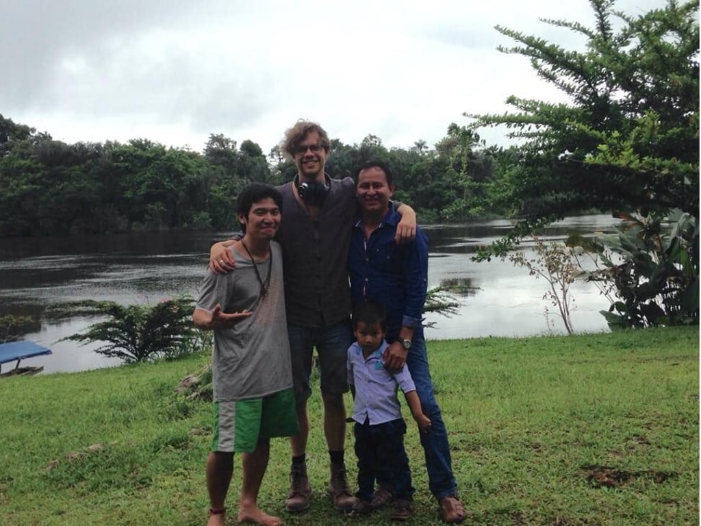 Hongkonger WaiFung Tsang (left) and fellow researcher Simon Ruffell with curandero shaman Don Miguel and his son Chullachaqui. Photo: courtesy of WaiFung Tsang