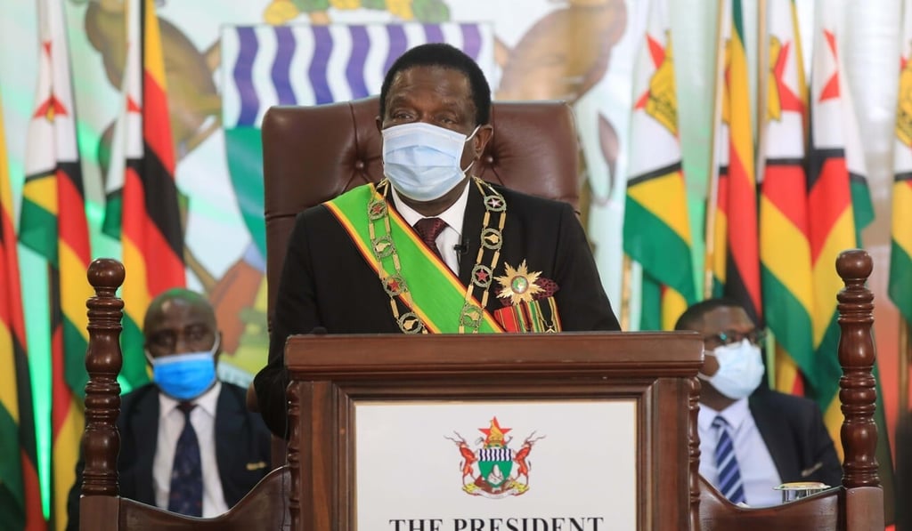 Zimbabwean President Emmerson Mnangagwa, shown during his State of the Nation address last week, has thanked China and other nations that have stood by Zimbabwe as “dependable pillars”. Photo: Xinhua