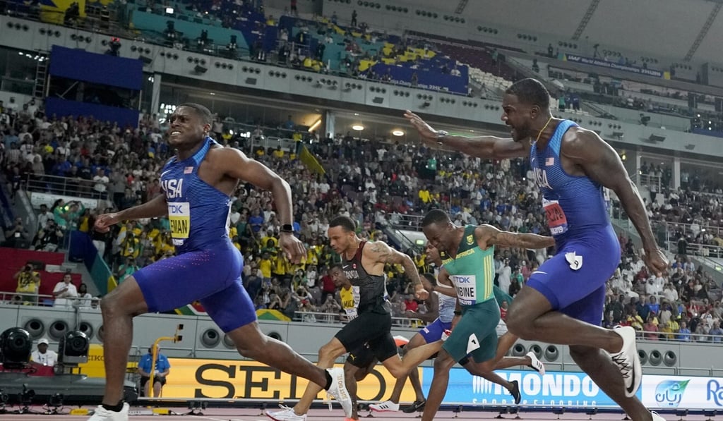 Christian Coleman beats Justin Gatlin in the 100m at the World Athletics Championships in Doha, Qatar. Photo: AP