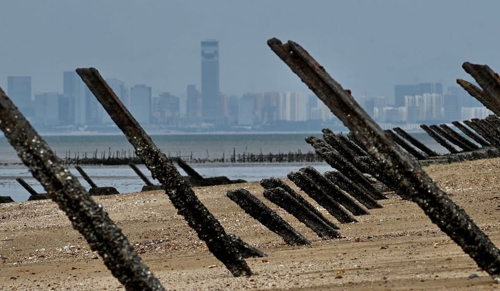 Anti-landing spikes on a beach on Quemoy are a stark reminder that Taiwan lives under the constant threat of invasion. Photo: AFP