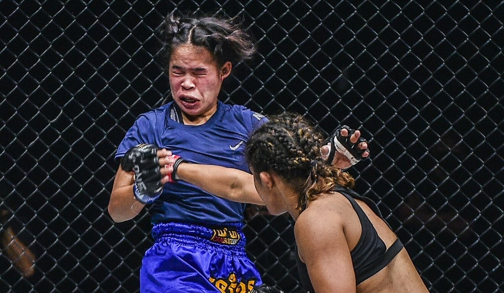 Ritu Phogat lands a punch on Nou Srey Pov at One: Inside the Matrix in Singapore. Ritu Phogat lands a punch on Nou Srey Pov at One: Inside the Matrix in Singapore.