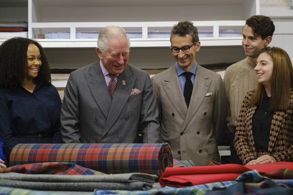 Prince Charles and Federico Marchetti with students at Dumfries House. Photo: Mike Wilkinson