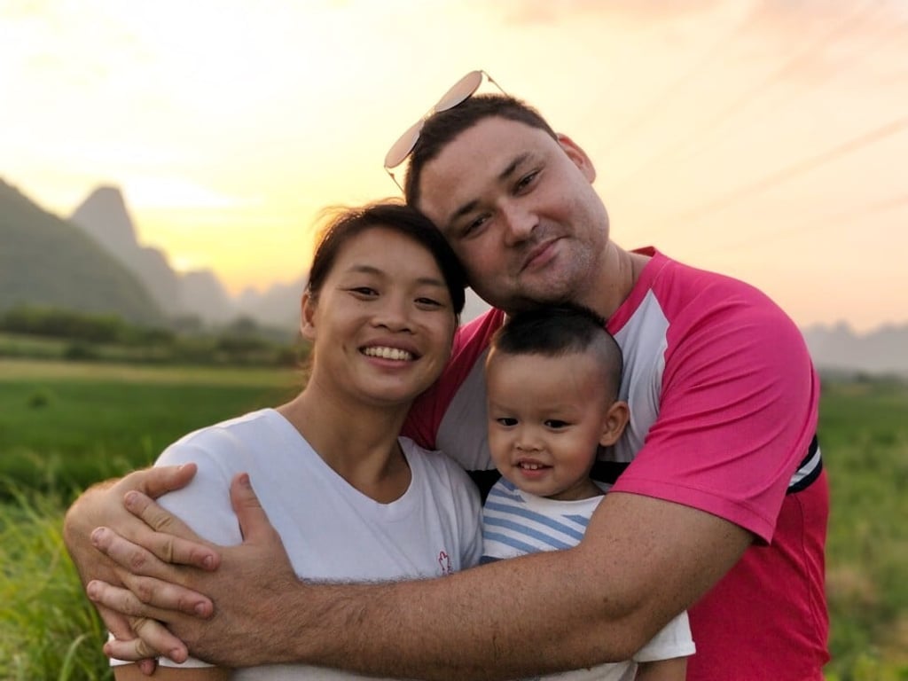 Aaron Stadlin-Robbie with his wife and son. Aaron Stadlin-Robbie with his wife and son.