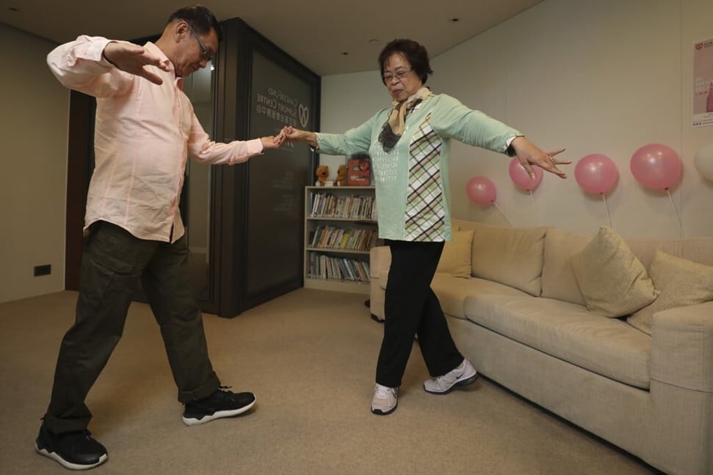 Chui (left) and his wife Liu have both benefited greatly from the Hong Kong Cancer Fund’s dance programme. Photo: Xiaomei Chen