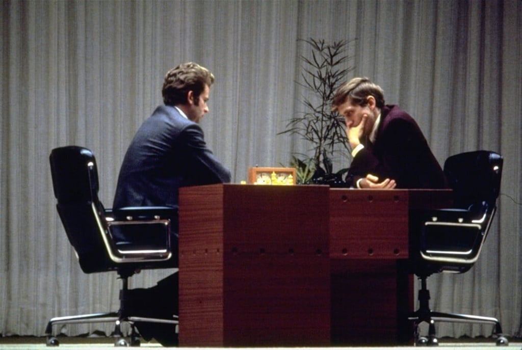 Bobby Fischer plays against Boris Spassky in Iceland in 1972. Photo: AP