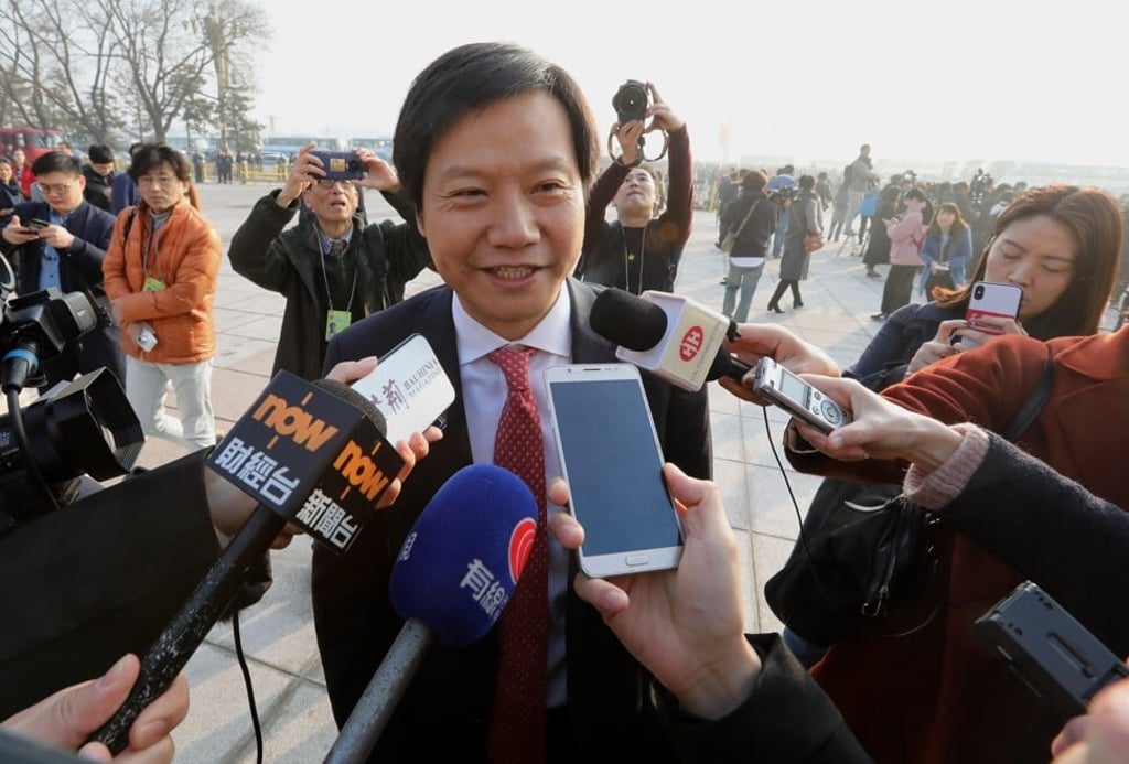 Xiaomi CEO and founder Lei Jun chats to media on Tiananmen Square ahead of the 13th National People's Congress (NPC) in China last year. Photo: Simon Song, SCMP