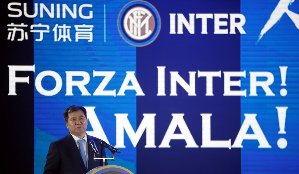 Suning’s chairman Zhang Jindong attends a news conference to announce the acquisition of Italy’s Inter Milan football club, in Nanjing, China, on June 6, 2016. Photo: Reuters