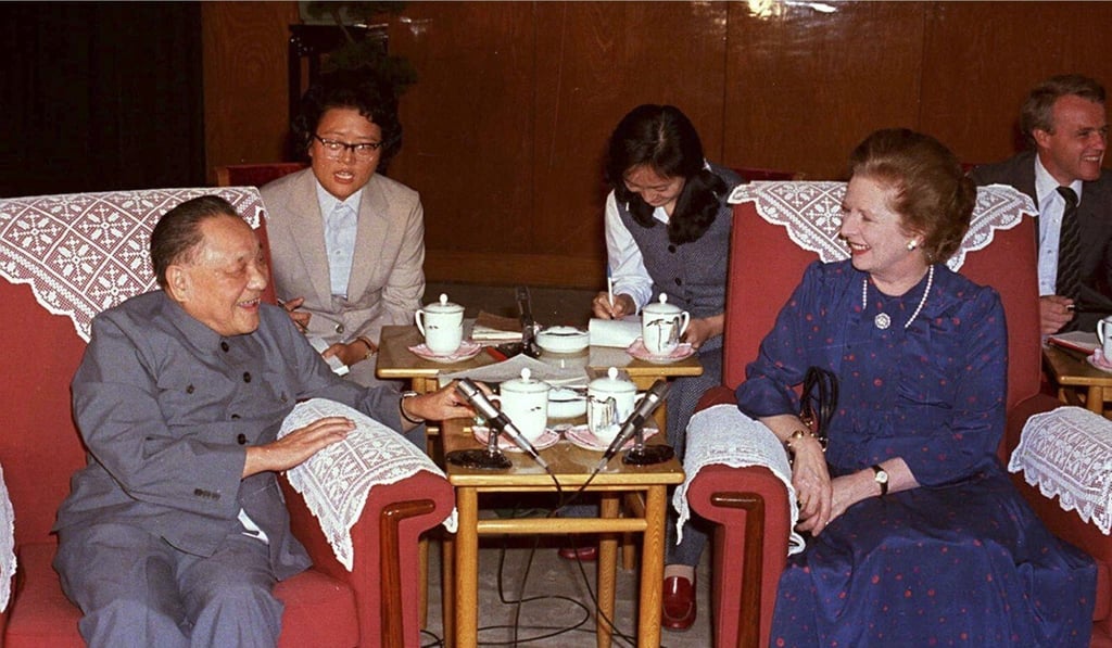 Deng Xiaoping with then British Prime Minister Margaret Thatcher at the Great Hall of the People in Beijing in September 1982. Photo: AFP