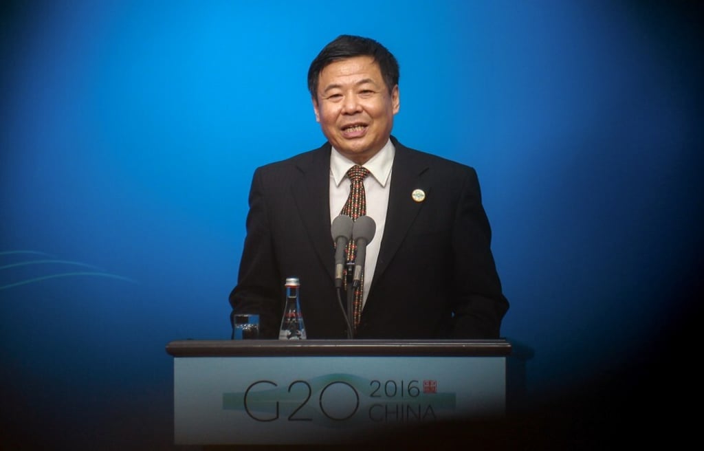Zhu Guangyao, then China's finance vice-minister, speaks in 2016 at a press conference at the G20 Media Centre in Hanghzou, capital city of east China's Zhejiang province. Photo: Simon Song